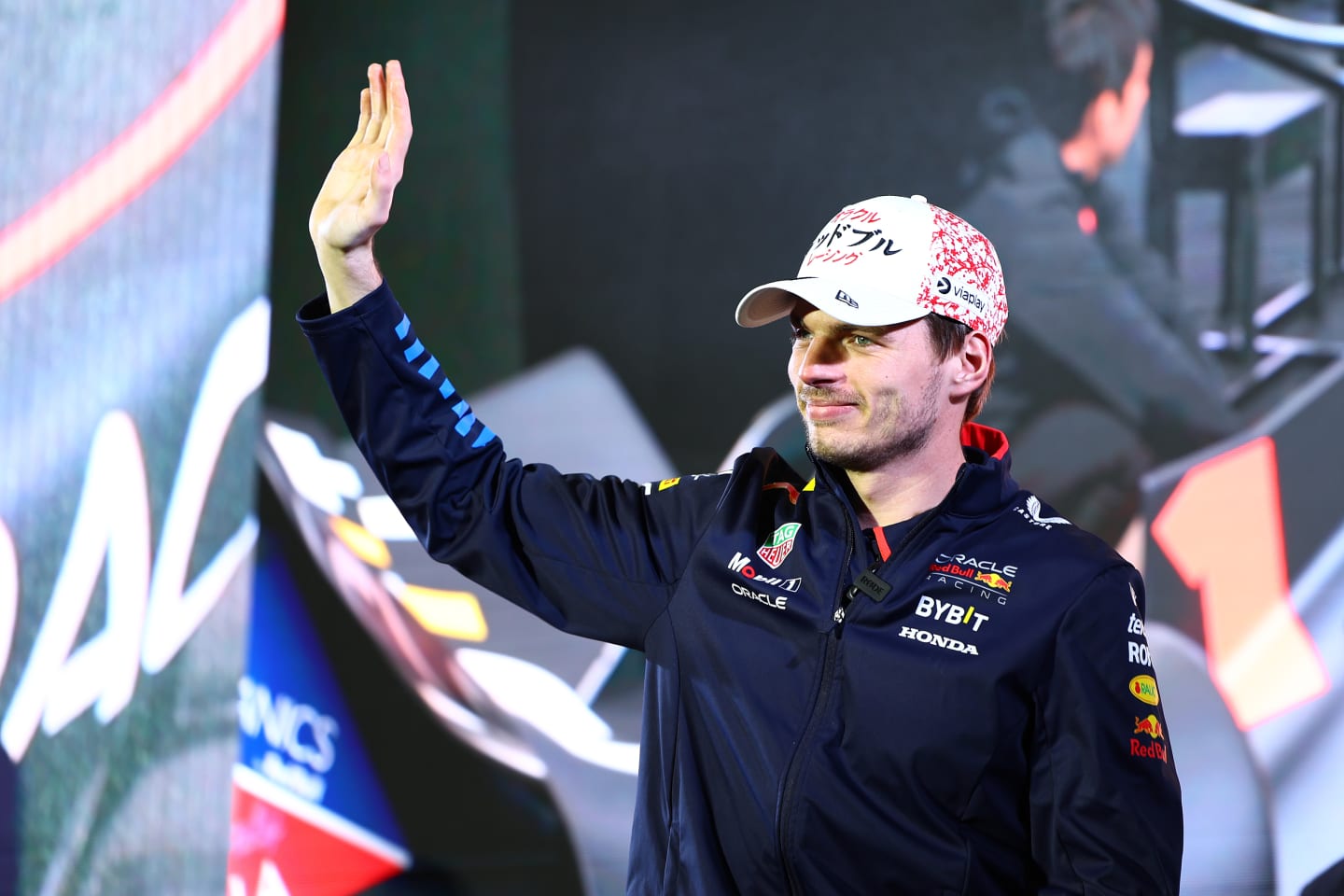 TOKYO, JAPAN - APRIL 03: Max Verstappen of the Netherlands and Oracle Red Bull Racing waves to the