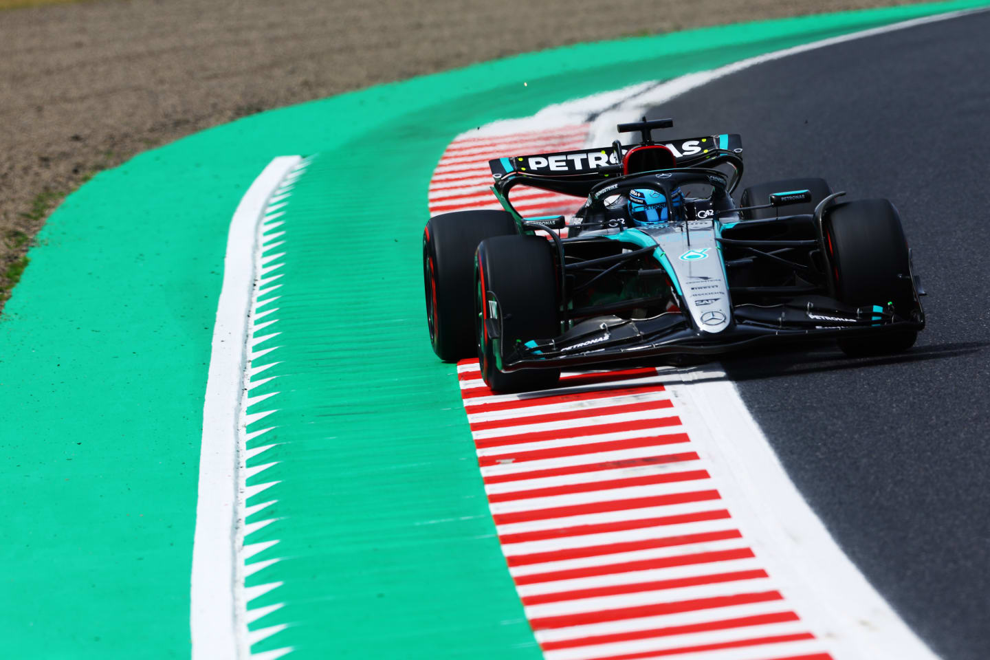 SUZUKA, JAPAN - APRIL 06: George Russell of Great Britain driving the (63) Mercedes AMG Petronas F1