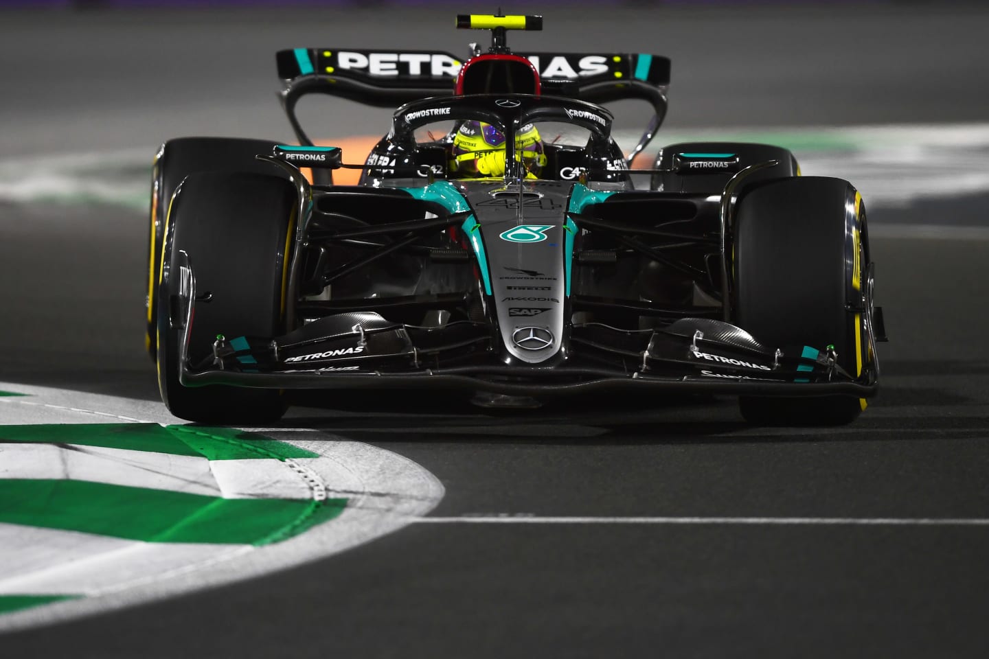 JEDDAH, SAUDI ARABIA - MARCH 09: Lewis Hamilton of Great Britain driving the (44) Mercedes AMG