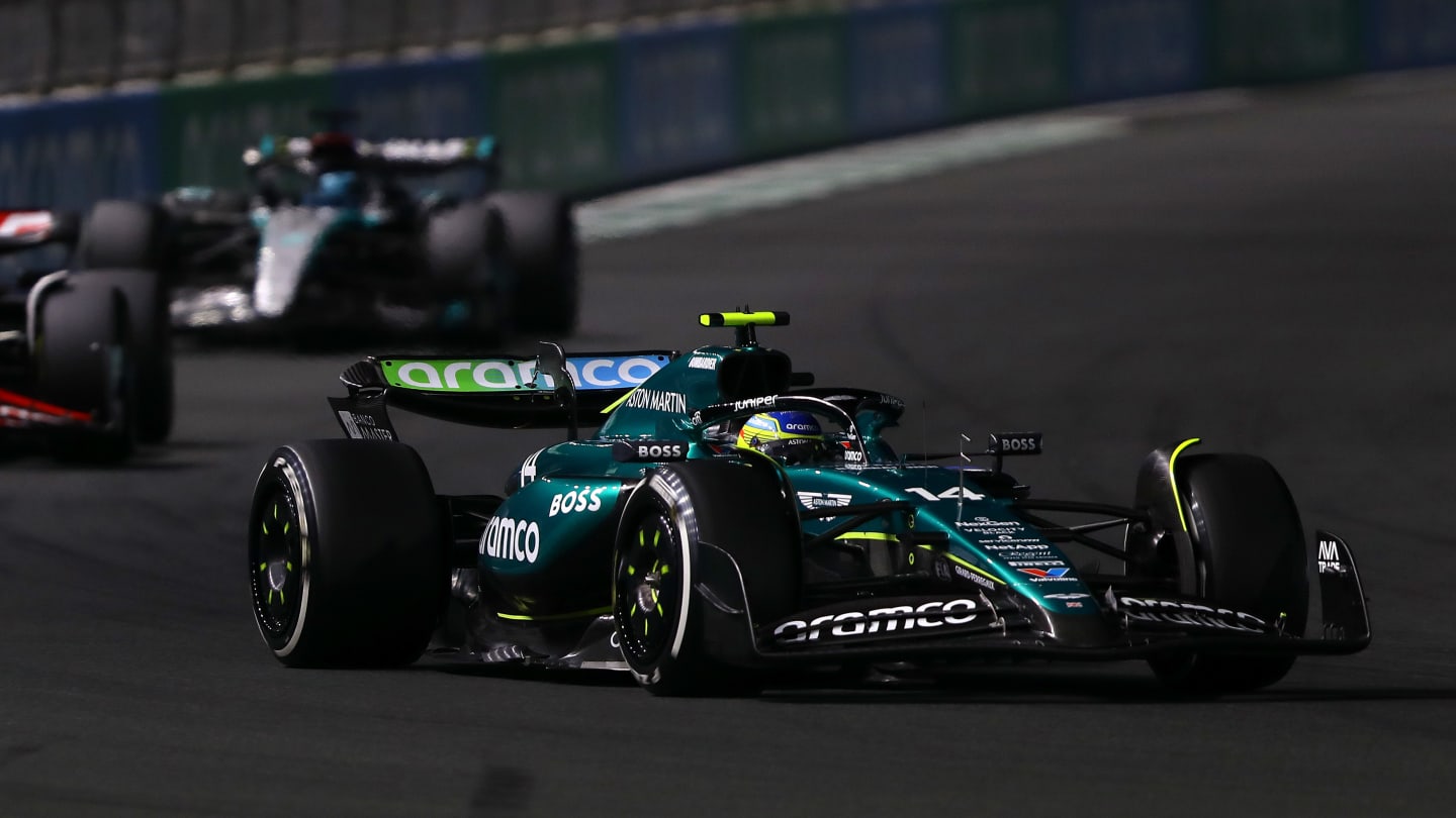 JEDDAH, SAUDI ARABIA - MARCH 09: Fernando Alonso of Spain driving the (14) Aston Martin AMR24