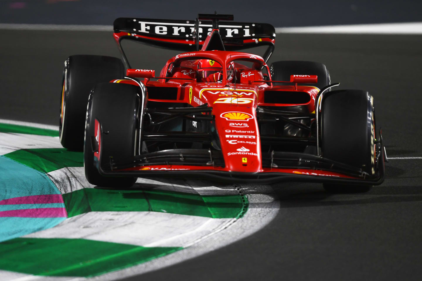 JEDDAH, SAUDI ARABIA - MARCH 09: Charles Leclerc of Monaco driving the (16) Ferrari SF-24 on track