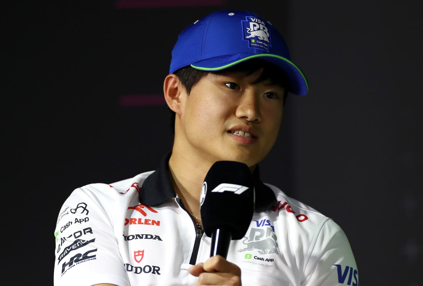 JEDDAH, SAUDI ARABIA - MARCH 06: Yuki Tsunoda of Japan and Visa Cash App RB attends the Drivers Press Conference during previews ahead of the F1 Grand Prix of Saudi Arabia at Jeddah Corniche Circuit on March 06, 2024 in Jeddah, Saudi Arabia. (Photo by Peter Fox/Getty Images)