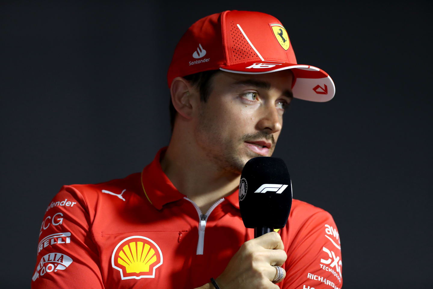 JEDDAH, SAUDI ARABIA - MARCH 06: Charles Leclerc of Monaco and Ferrari attends the Drivers Press