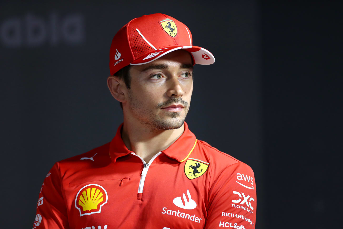 JEDDAH, SAUDI ARABIA - MARCH 06: Charles Leclerc of Monaco and Ferrari attends the Drivers Press Conference during previews ahead of the F1 Grand Prix of Saudi Arabia at Jeddah Corniche Circuit on March 06, 2024 in Jeddah, Saudi Arabia. (Photo by Peter Fox/Getty Images)