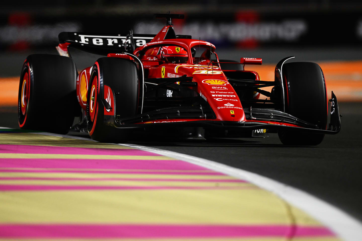 JEDDAH, SAUDI ARABIA - MARCH 08: Charles Leclerc of Monaco driving the (16) Ferrari SF-24 on track