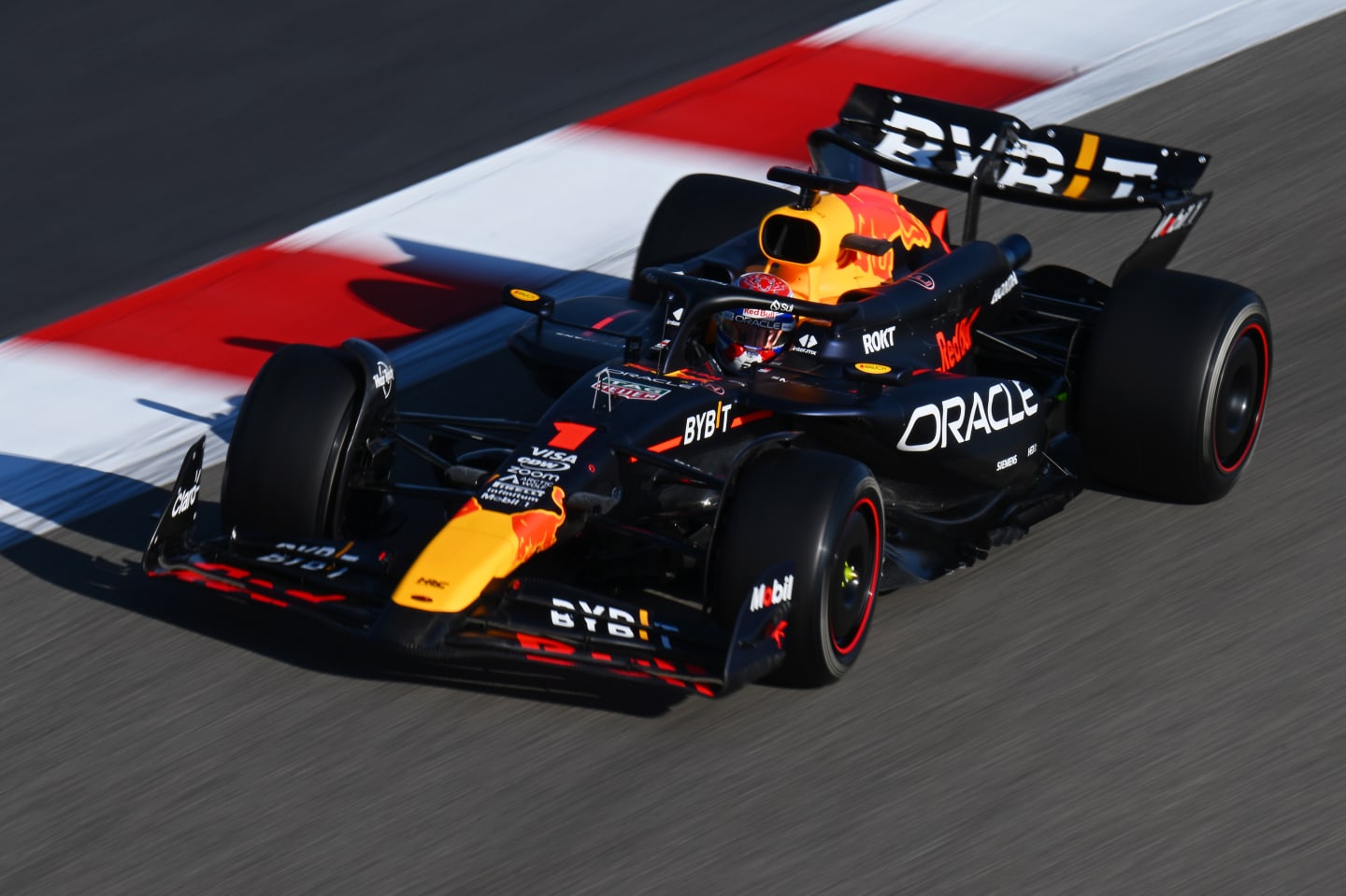 BAHRAIN, BAHRAIN - FEBRUARY 21: Max Verstappen of the Netherlands driving the (1) Oracle Red Bull