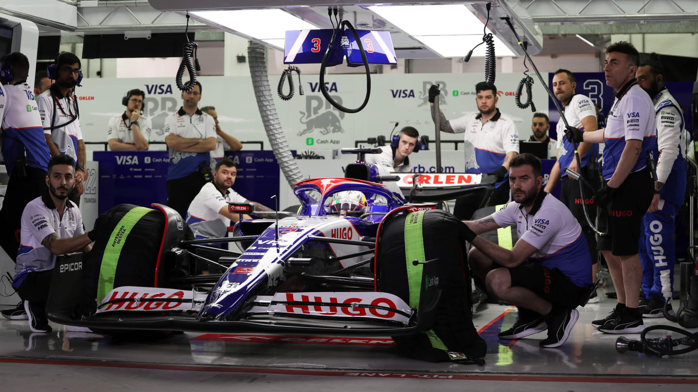 BAHRAIN, BAHRAIN - FEBRUARY 22: Daniel Ricciardo of Australia driving the (3) Visa Cash App RB