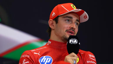 IMOLA, ITALY - MAY 19: Third placed Charles Leclerc of Monaco and Ferrari attends the press