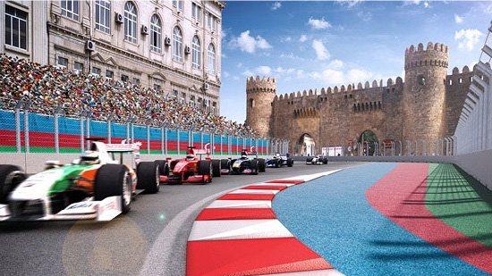 An artist's impression of the exciting new Hermann Tilke-designed Baku European Grand Prix street circuit, as unveiled by Formula One group CEO Bernie Ecclestone and Azad Rahimov, Azerbaijan's Minister of Youth and Sport at a special press event in Baku, Azerbaijan, October 7, 2014 © Baku Grand Prix
