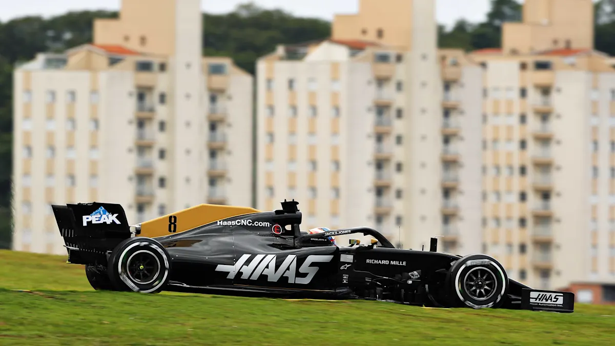 Haas Formula 1 car on track at Interlagos Circuit