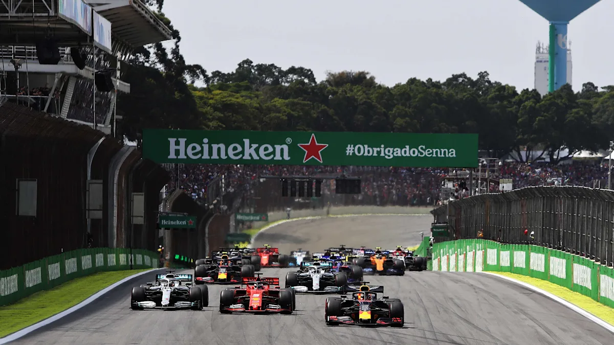 Aston Martin Formula 1 car on track at Interlagos Circuit