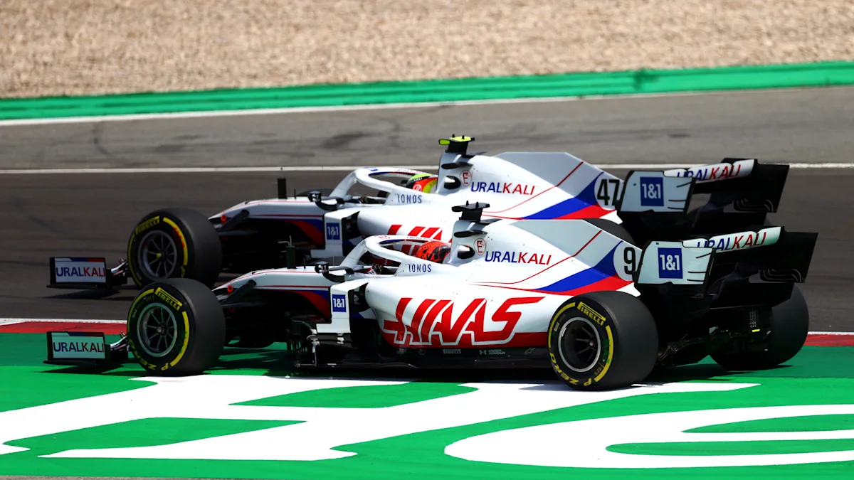 Haas Formula 1 car on track at Algarve International Circuit