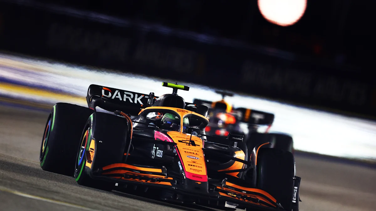 McLaren Formula 1 car on track at Marina Bay Street Circuit