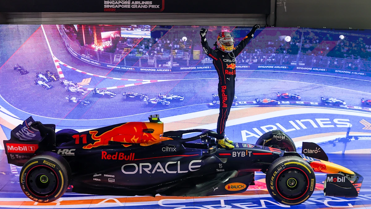 Red Bull Formula 1 car on track at Marina Bay Street Circuit