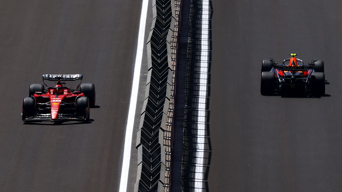 Ferrari and Red Bull Formula 1 cars on track at Baku City Circuit