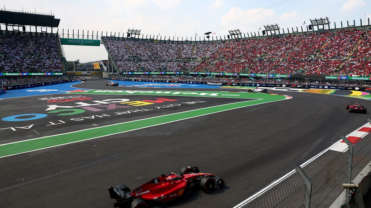 Ferrari Formula 1 car on track at Autódromo Hermanos Rodríguez