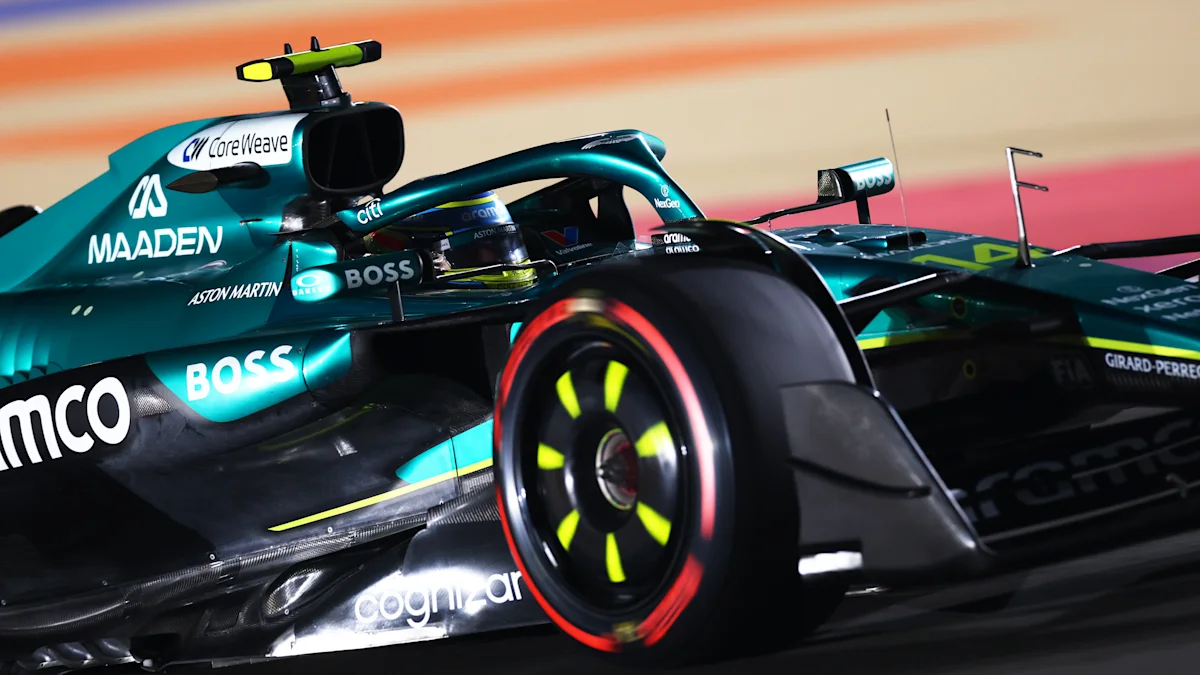 Aston Martin Formula 1 car on track at Lusail International Circuit