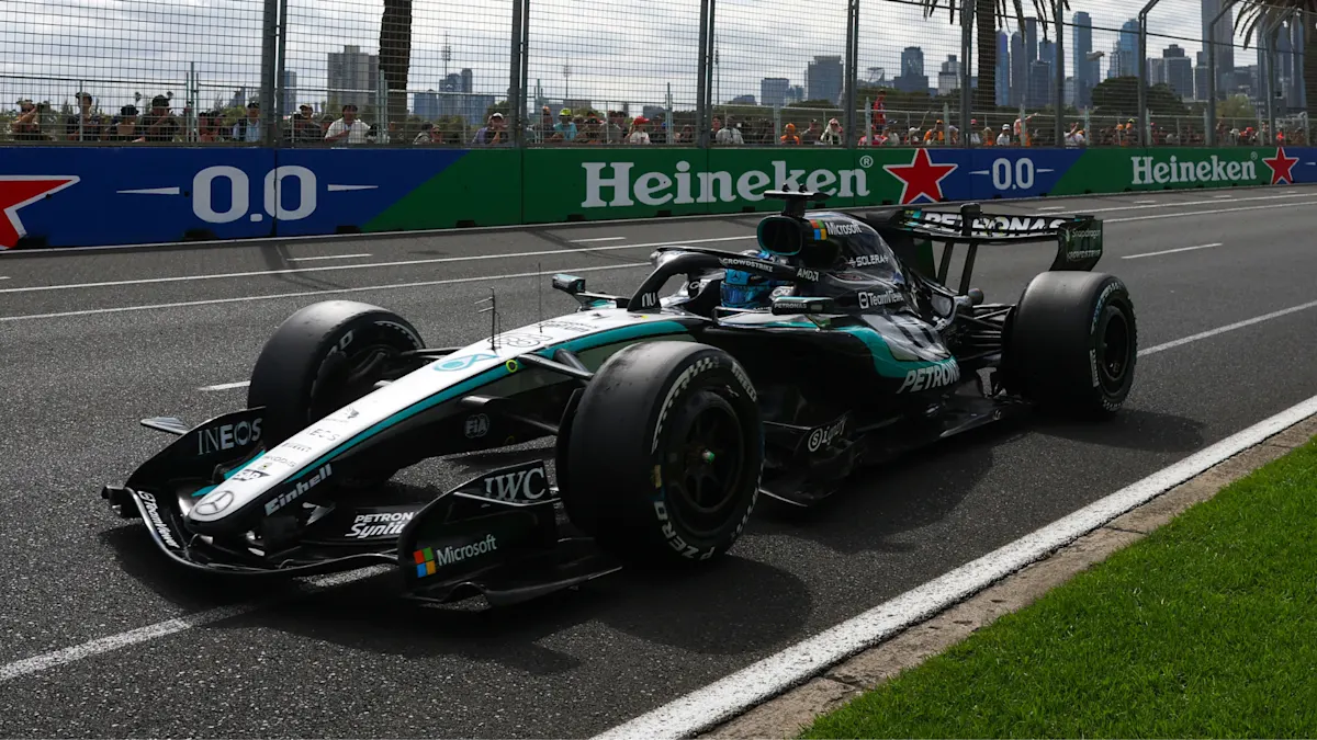 Mercedes Formula 1 car on track at Albert Park Circuit
