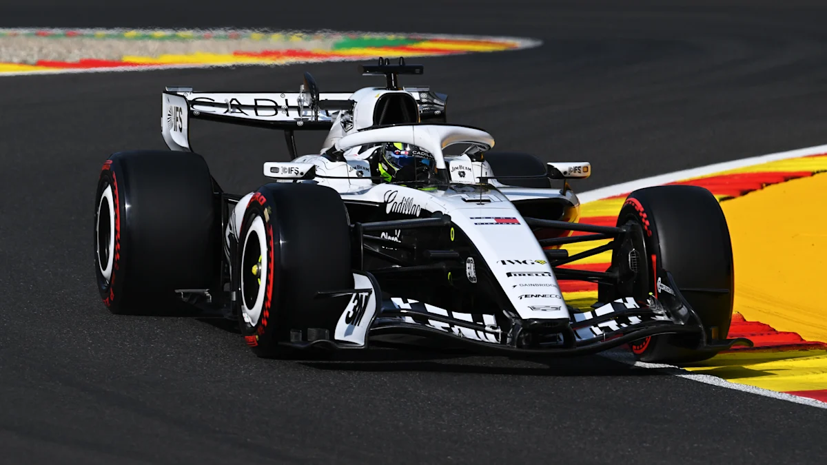 Cadillac Formula 1 car on track at Circuit de Spa-Francorchamps