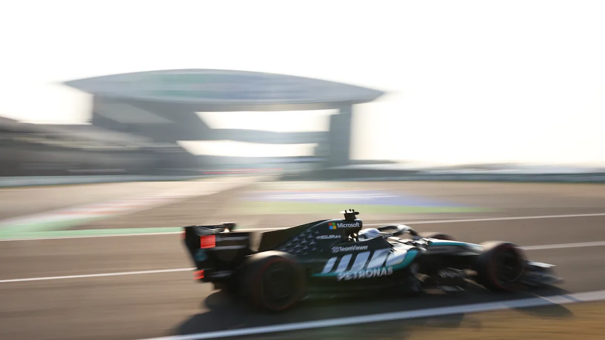 Mercedes Formula 1 car on track at Shanghai International Circuit