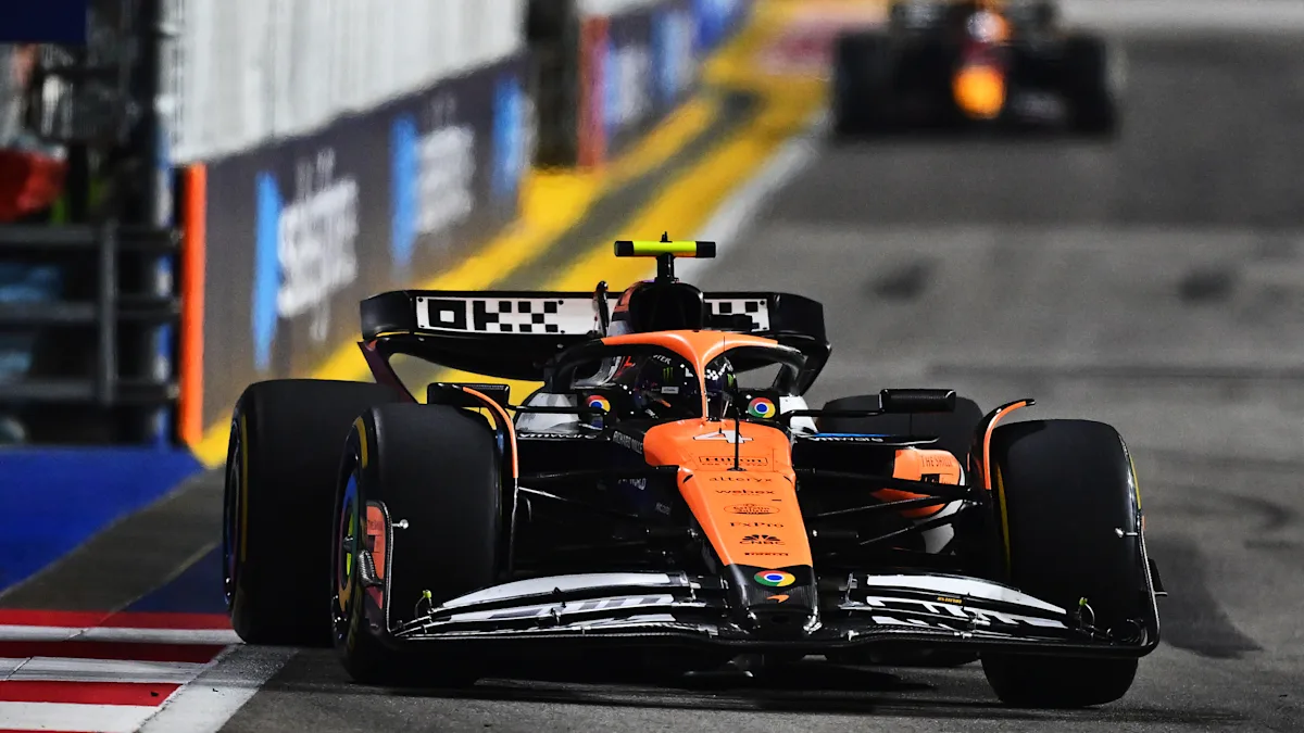 Mercedes Formula 1 car on track at Marina Bay Street Circuit