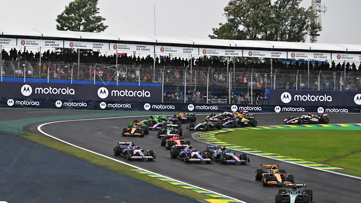 Mercedes Formula 1 car on track at Interlagos Circuit