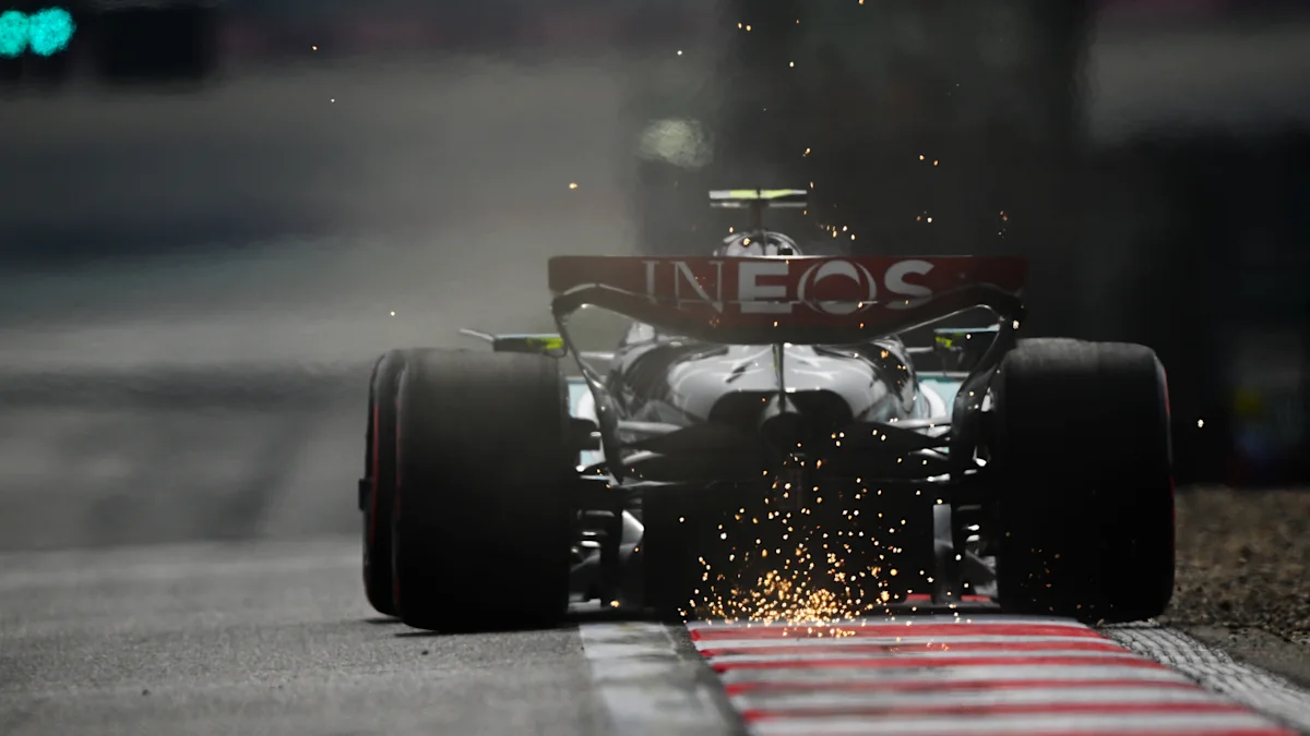 Mercedes Formula 1 car on track at Shanghai International Circuit
