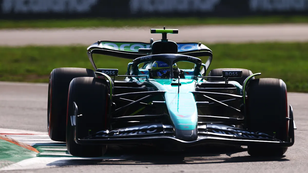 Aston Martin Formula 1 car on track at Monza Circuit