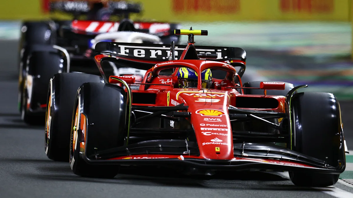 Ferrari Formula 1 car on track at Jeddah Corniche Circuit