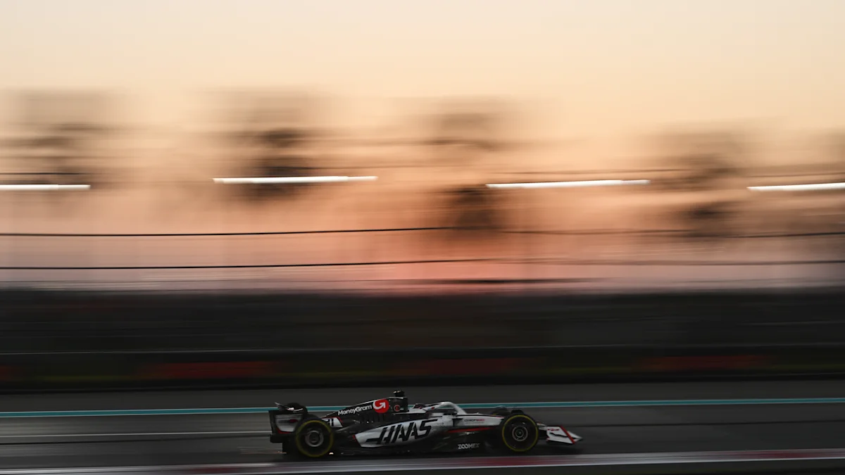 Esteban Ocon drives the Haas VF-25 at Yas Marina Circuit during the 2025 Abu Dhabi Grand Prix.