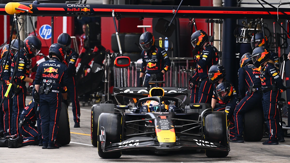 Red Bull Formula 1 car on track at Interlagos Circuit