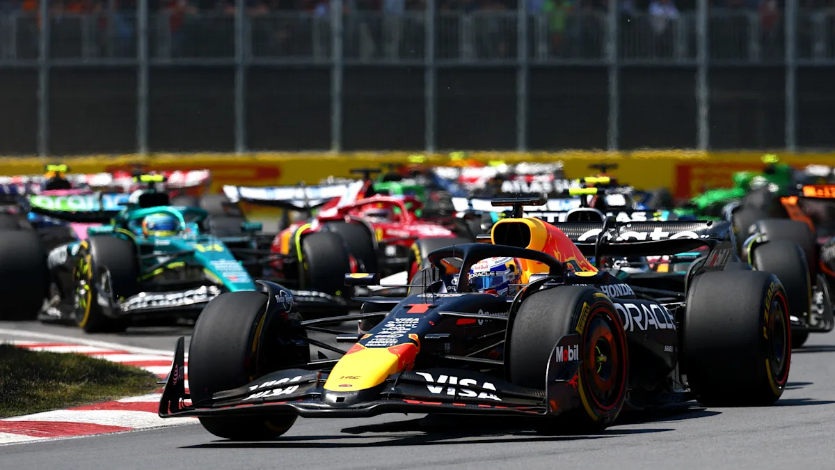 Red Bull Formula 1 car on track at Circuit Gilles Villeneuve