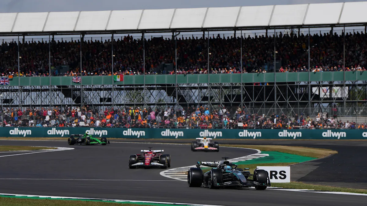 Mercedes Formula 1 car on track at Silverstone Circuit