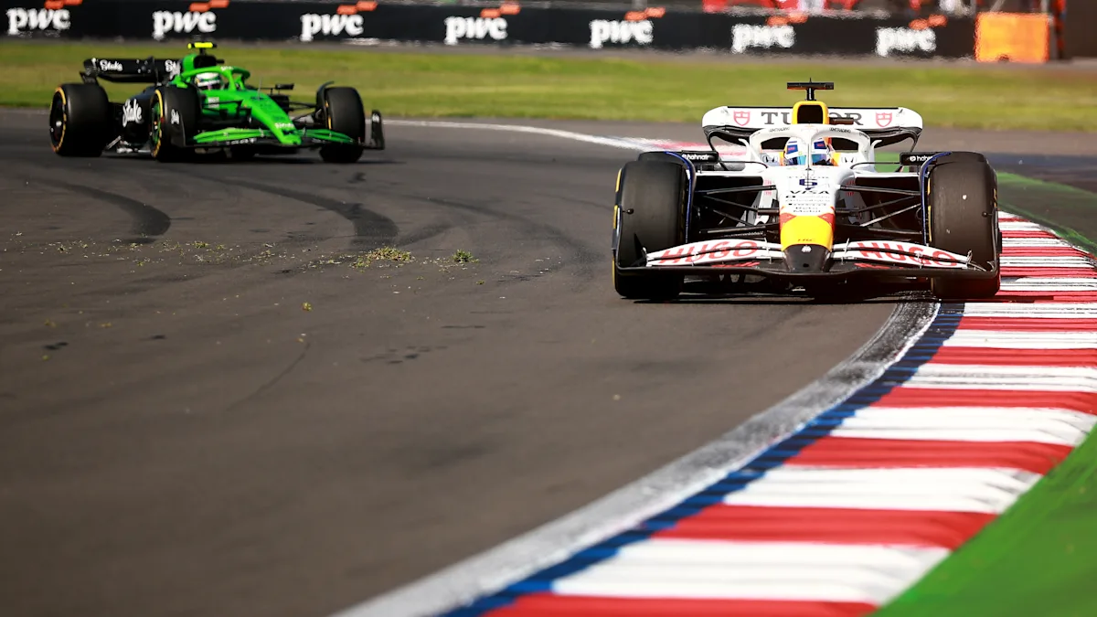 VCARB Formula 1 car on track at Autódromo Hermanos Rodríguez