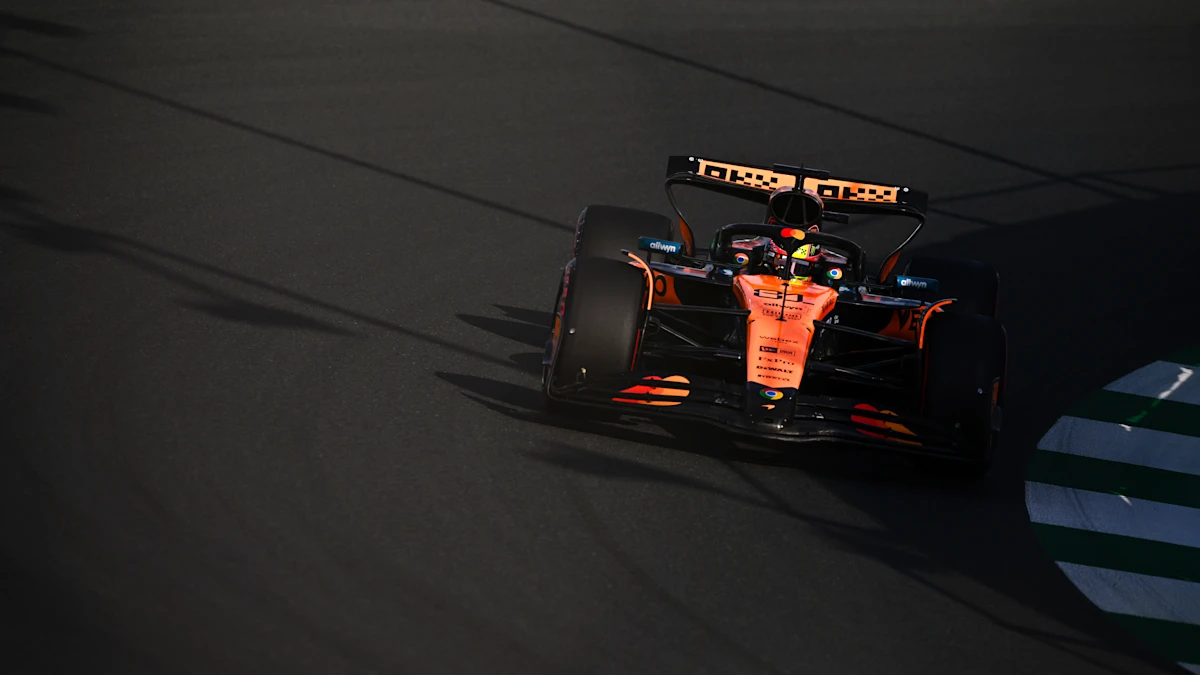 McLaren Formula 1 car on track at Jeddah Corniche Circuit