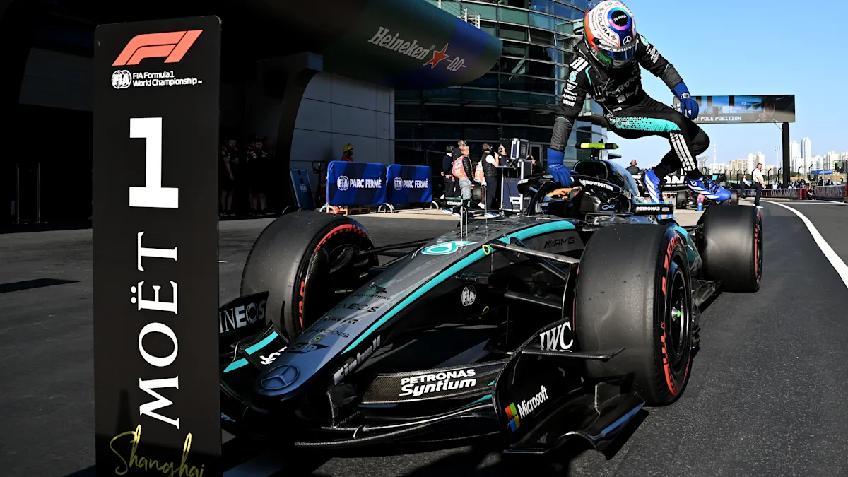 Mercedes Formula 1 car on track at Shanghai International Circuit