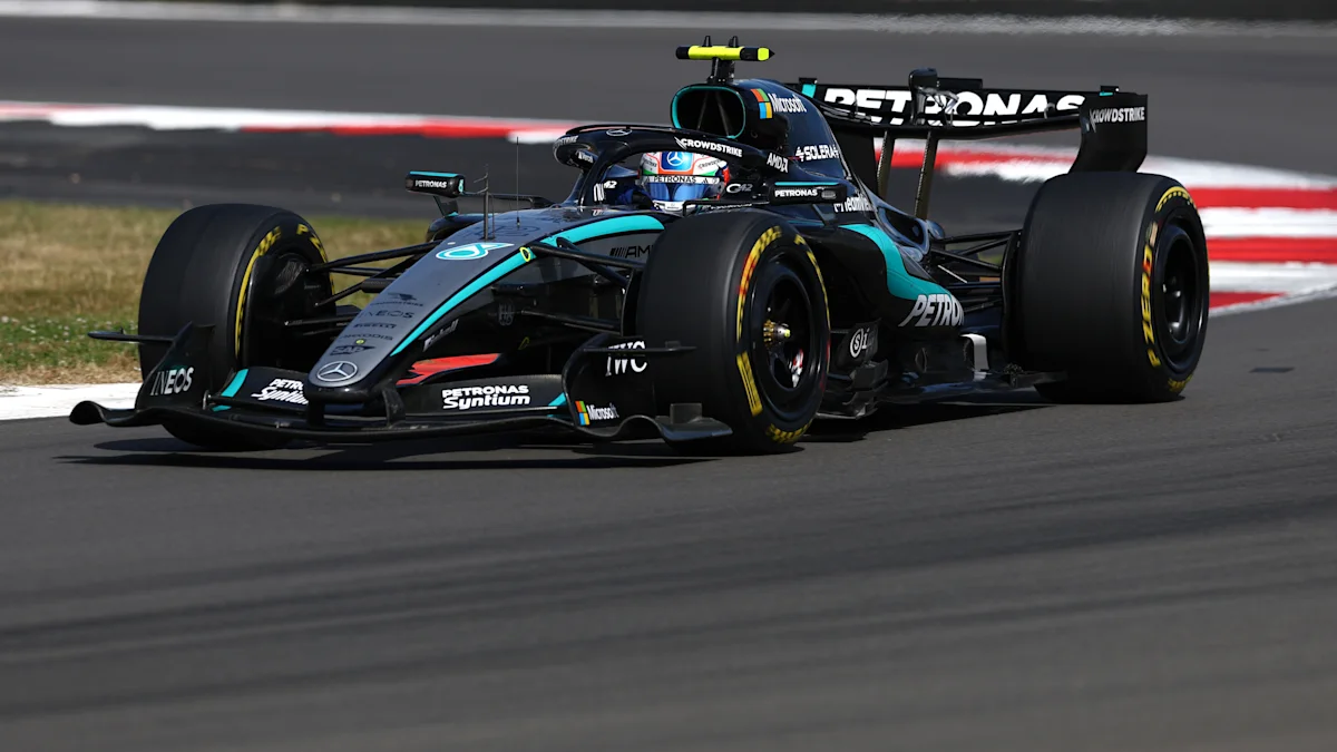 Mercedes Formula 1 car on track at Silverstone Circuit