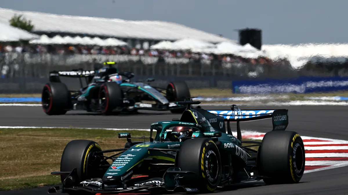 Aston Martin Formula 1 car on track at Silverstone Circuit