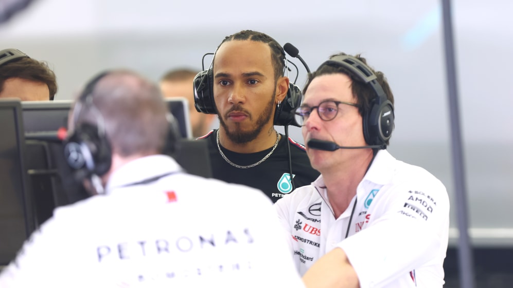 BAHRAIN, BAHRAIN - FEBRUARY 23: Lewis Hamilton of Great Britain and Mercedes and Mercedes GP