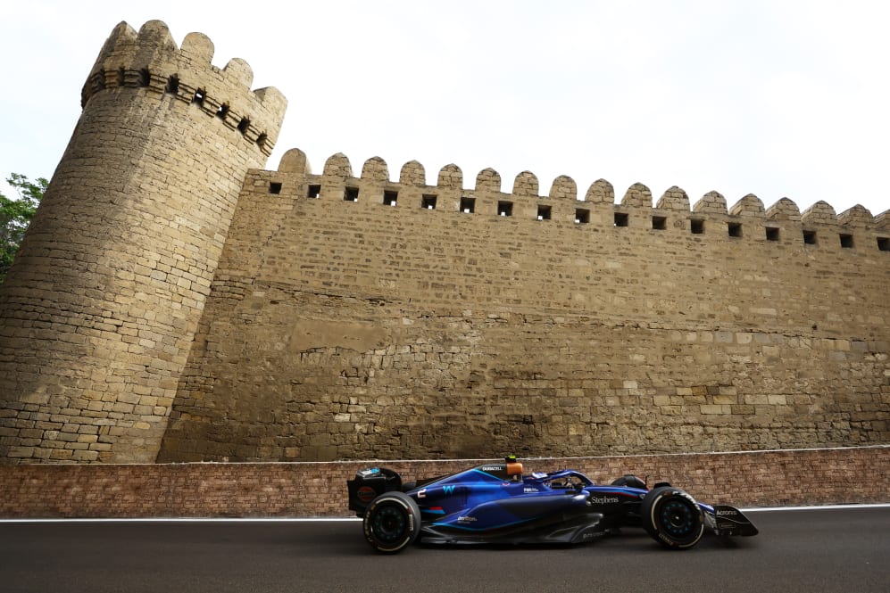 BAKU, AZERBAIJAN - APRIL 30: Logan Sargeant of United States driving the (2) Williams FW45 Mercedes