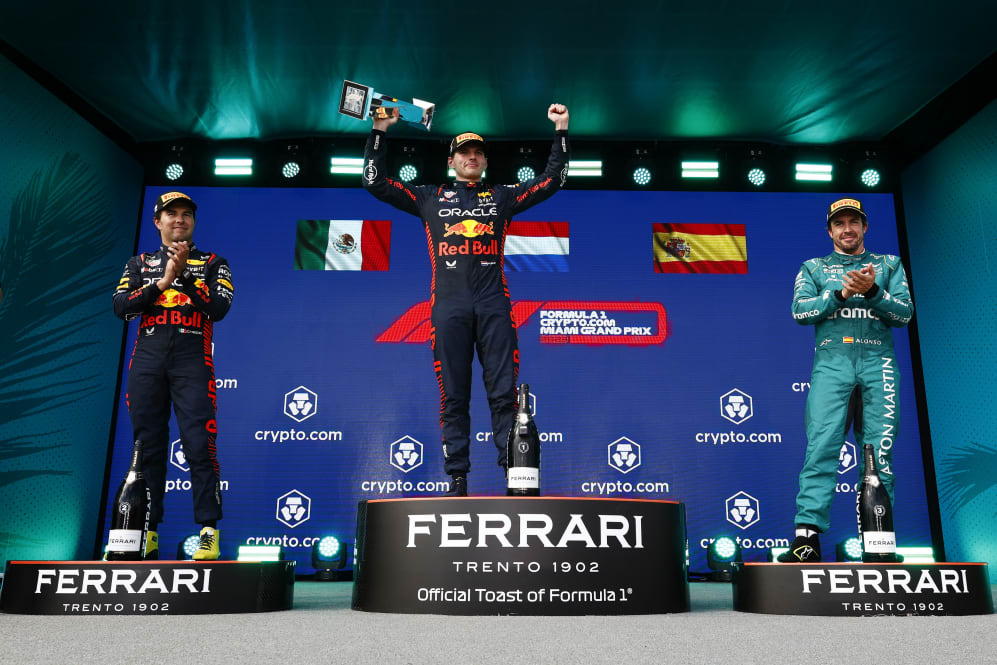 Miami, Florida - May 07: Race winner Dutchman Max Verstappen and Oracle Red Bull Racing