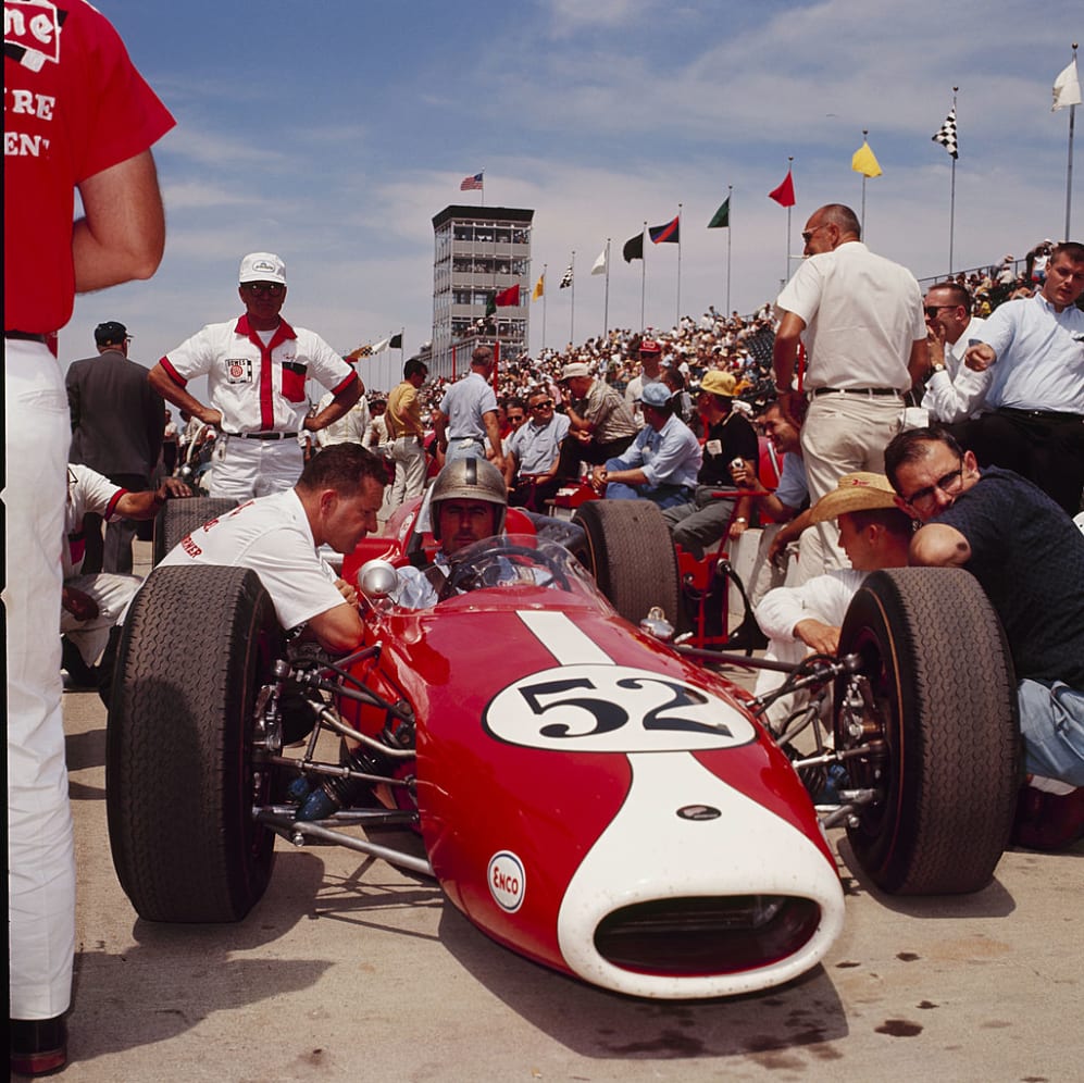 UNITED STATES - JUNE 01:  1964 48th Indianapolis 500. Driver and builder Jack Brabham sits in his