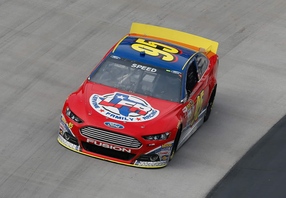 BRISTOL, TN - AUGUST 23:  Scott Speed, driver of the #95 Leavine Family Racing Ford, practices for