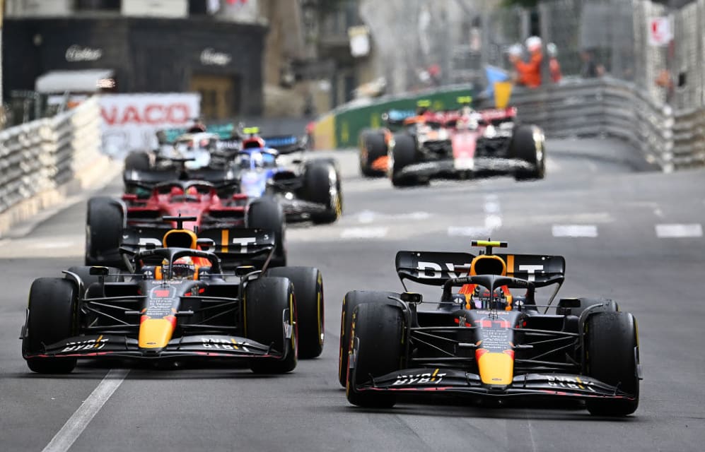 MONTE-CARLO, MONACO - MAY 29: Sergio Perez of Mexico driving the (11) Oracle Red Bull Racing RB18