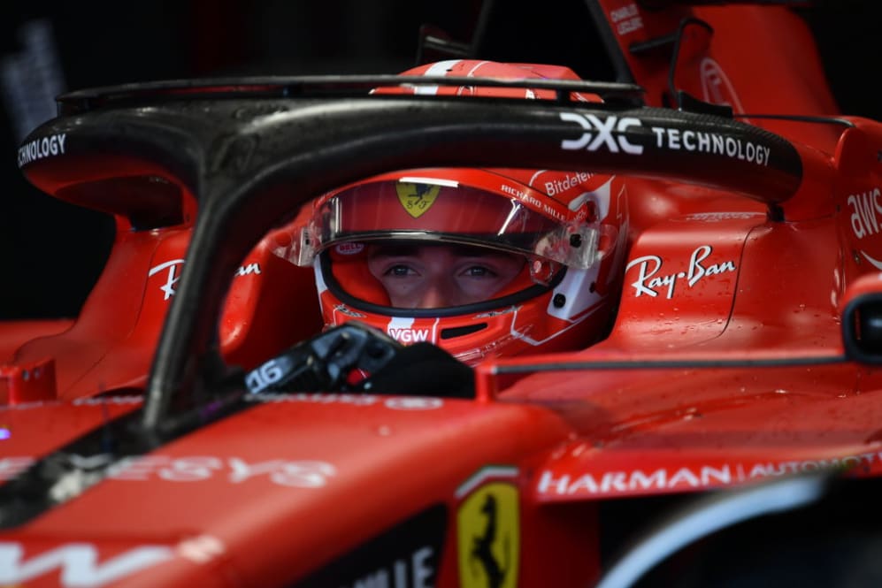 NORTHAMPTON, ENGLAND - JULY 08: Charles Leclerc of Monaco driving the Ferrari SF-23 on track during