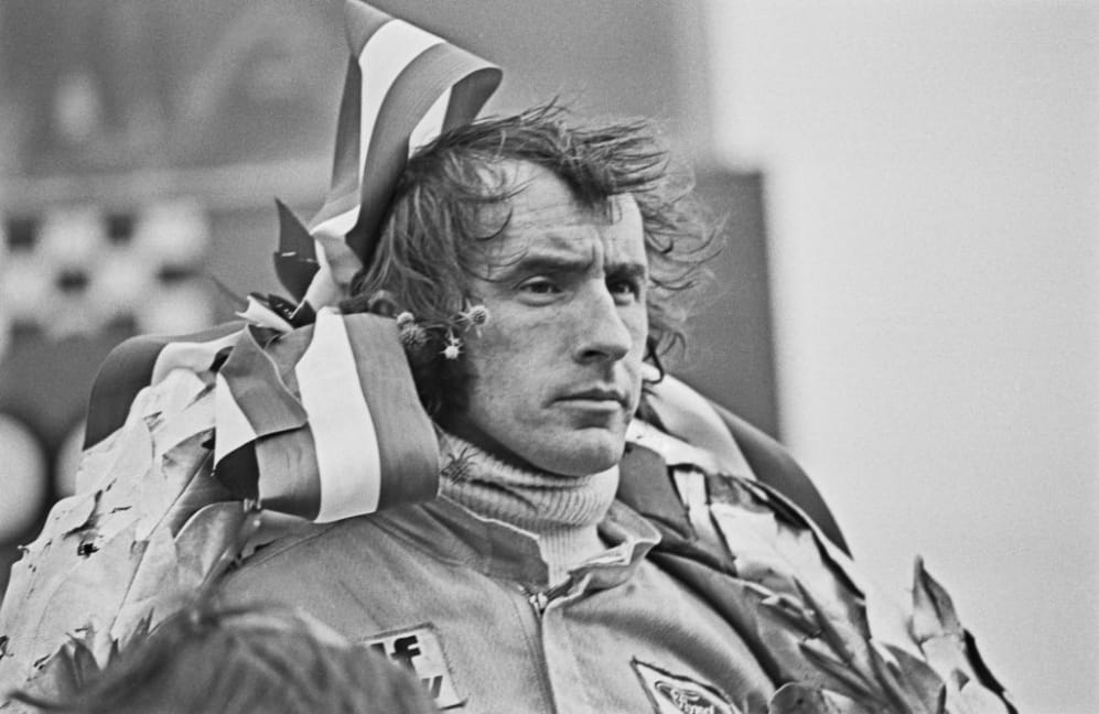 Scottish racing driver Jackie Stewart wins the Dutch Grand Prix at Circuit Zandvoort in the