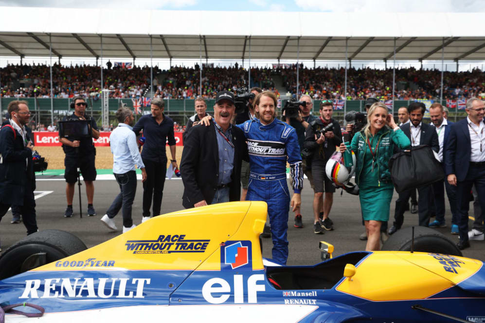 NORTHAMPTON, ENGLAND - JULY 03: Sebastian Vettel of Germany and Aston Martin F1 Team and Nigel