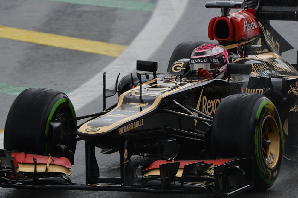 Finnish Formula One driver Heikki Kovalainen powers his Lotus during the free practices at the