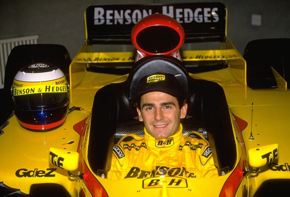 3 Dec 1997:  Pedro De La Rosa sits in his car before a test drive for the Jordan Grand Prix Team at