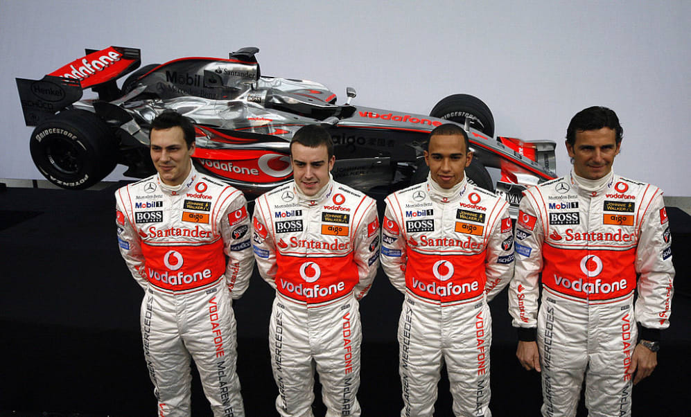 VALENCIA, SPAIN:  The McLaren Mercedes team (L-R) test driver Britain's Gary Parfett, driver